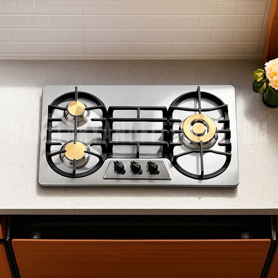 Gas Stove RINO RS949B Auto Three Burner Kitchen HOB