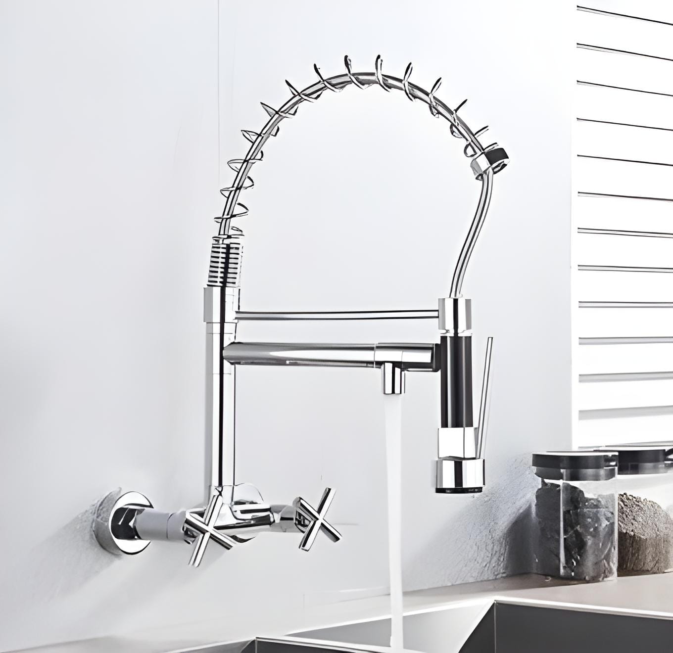 SINK MIXER SPRING NECK FOR WALL (AS)