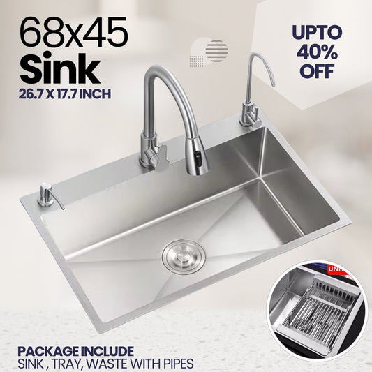 Sink Bowl 68x45 Premium Stainless Steel Single Kitchen Sink