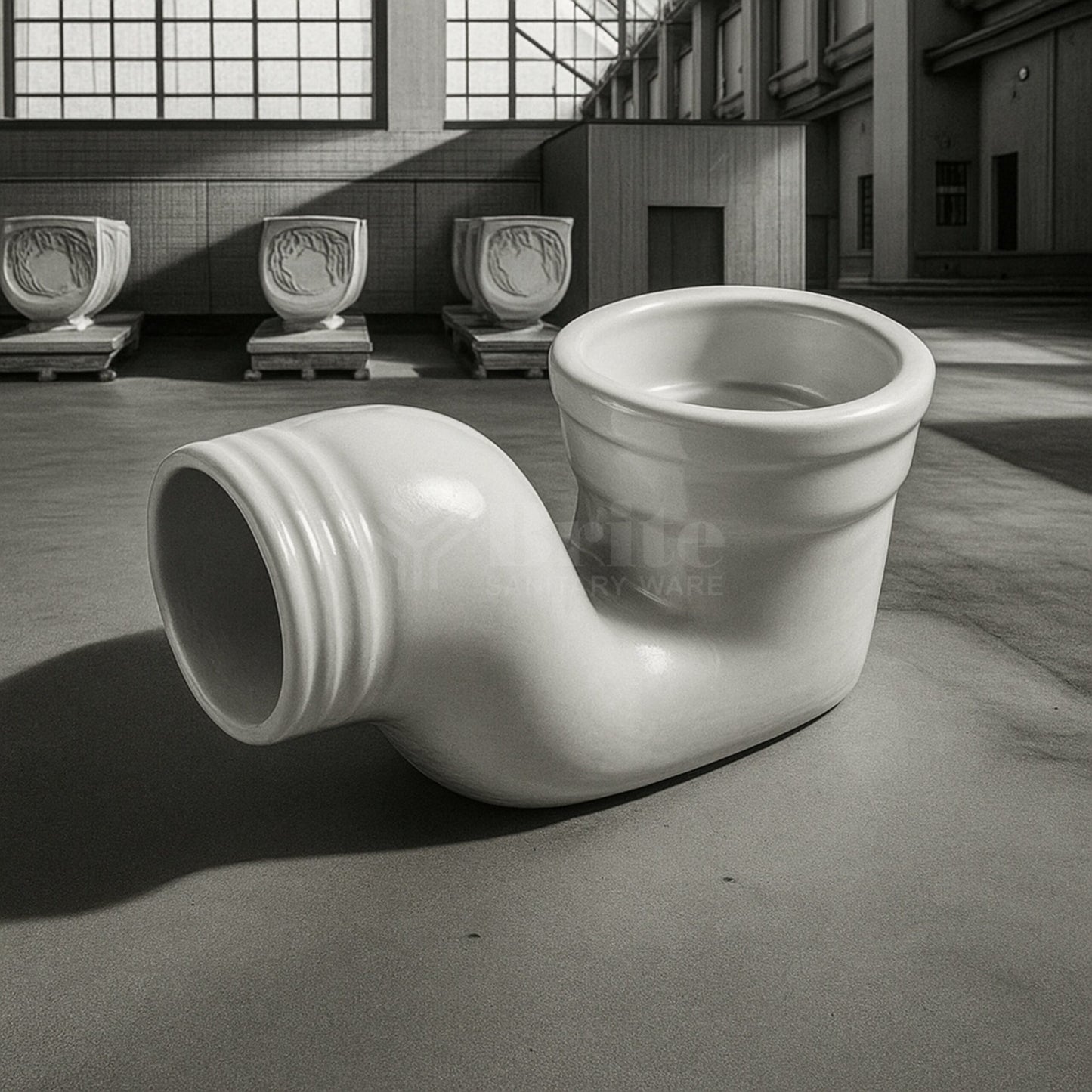 Brite/Dell P-trap 4'' 3'' Full Flat- Brite Ceramics - Brite Sanitary Ware