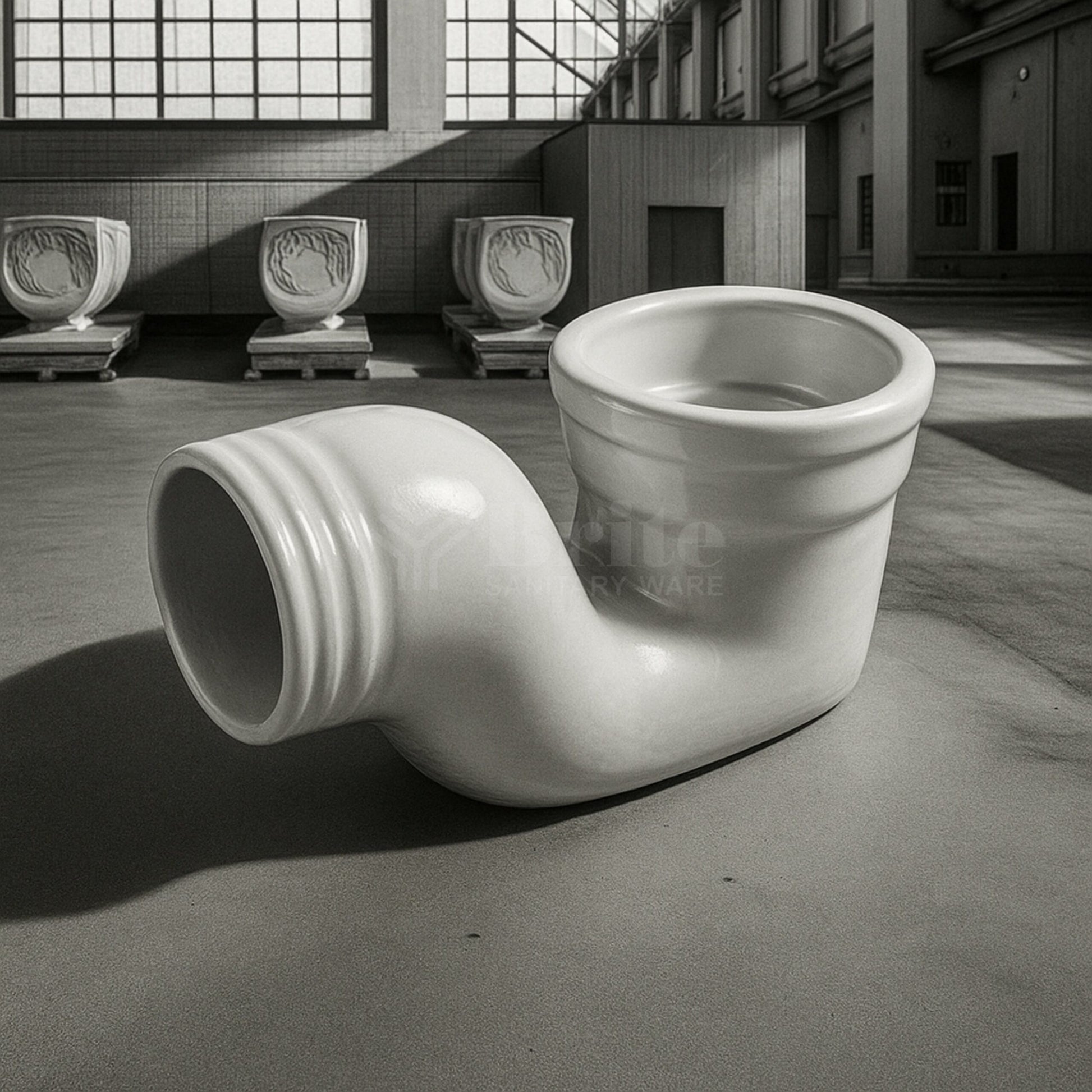 Brite/Dell P-trap 4'' 3'' Full Flat- Brite Ceramics - Brite Sanitary Ware