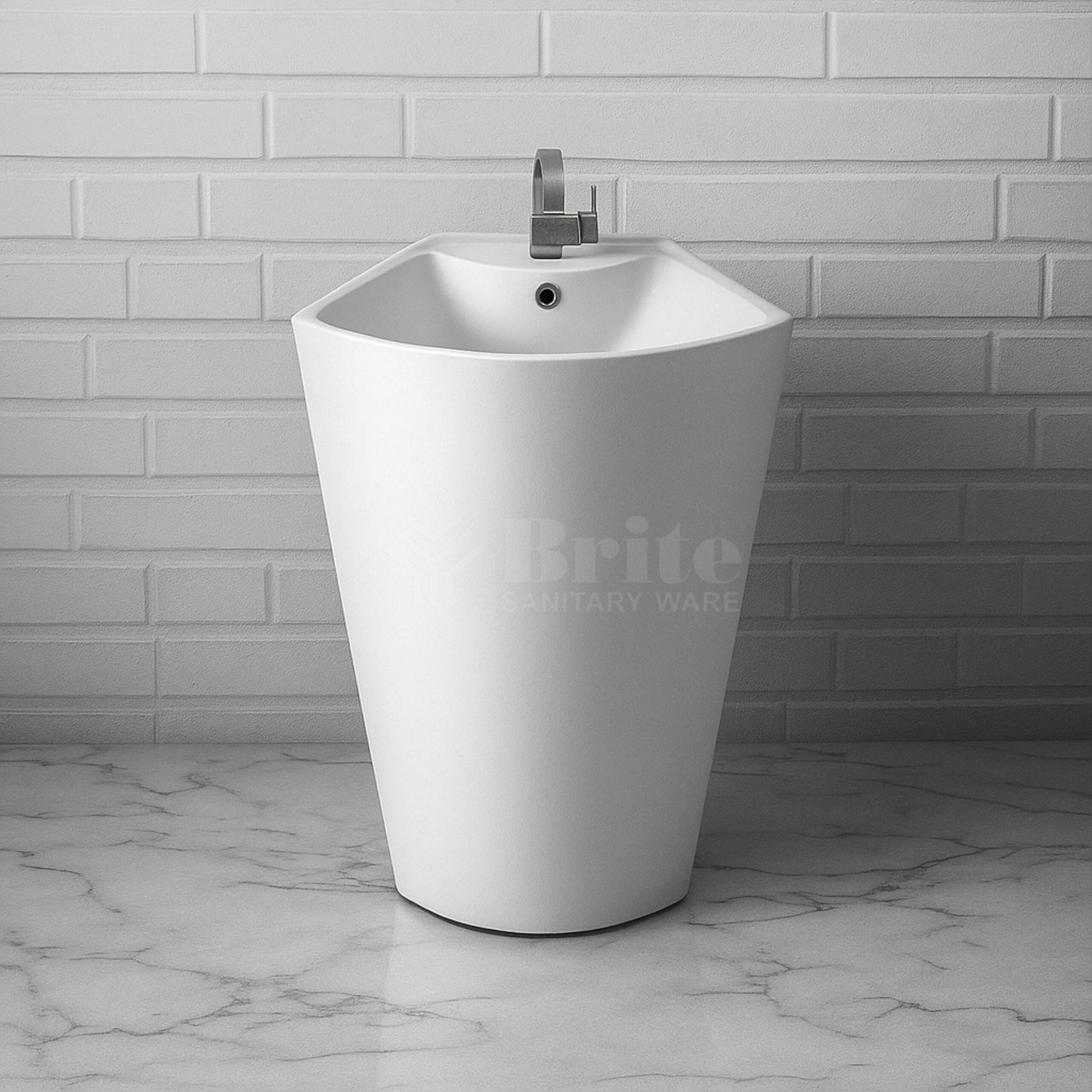 Brite Delta One Piece Wash Basin - Brite Ceramics - Brite Sanitary Ware