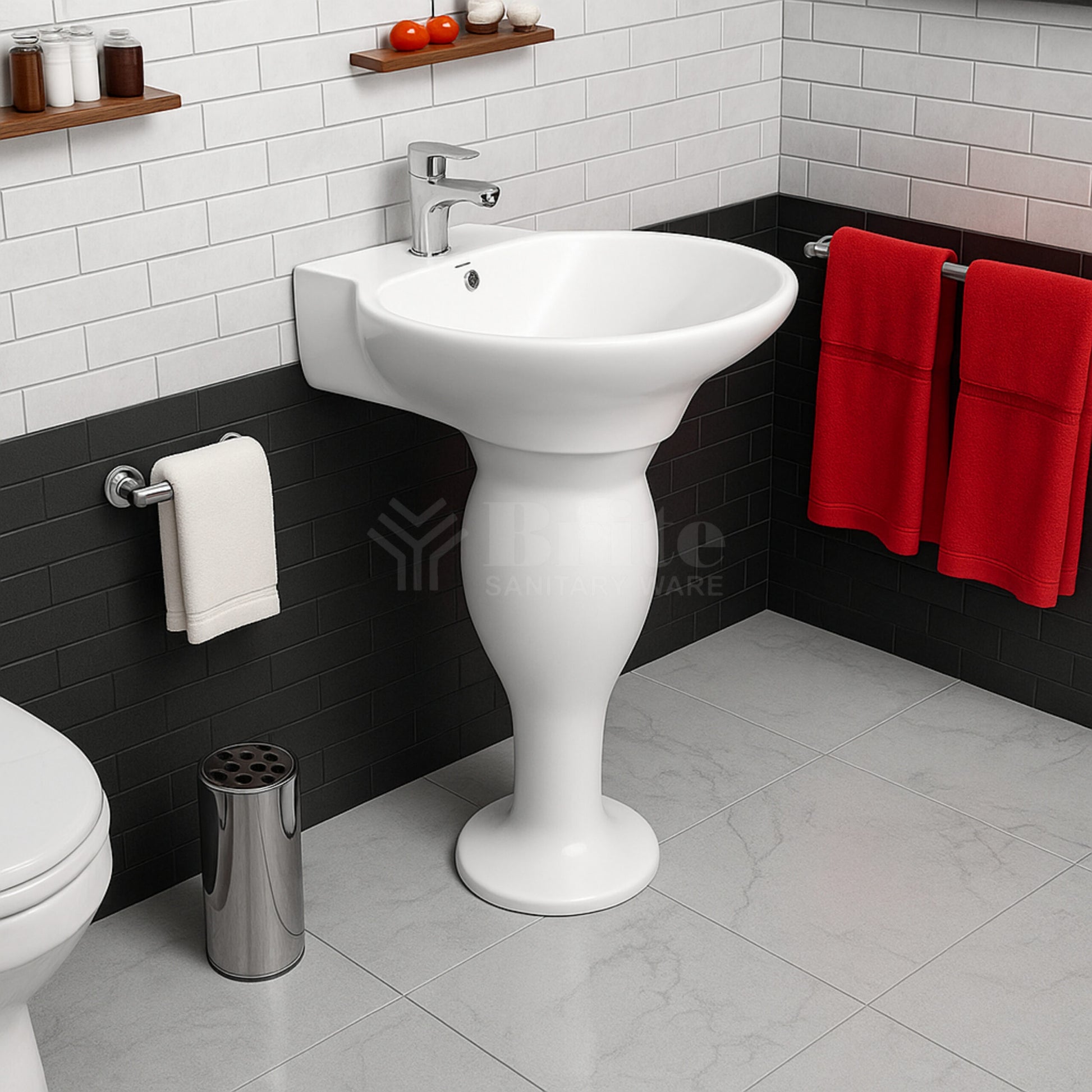Brite Tulip Wash Basin Pedestal - Brite Sanitary Ware