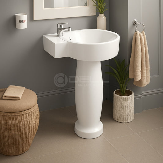 Dell 2in1 Wash Basin Pedestal (Corner) - Dell Sanitary Ware