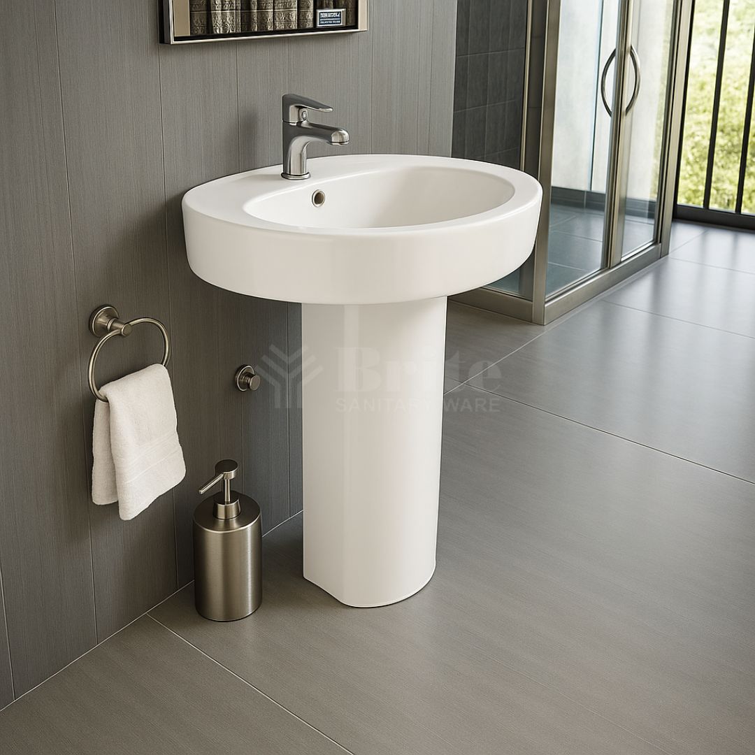 Brite Dolphin Wash Basin Pedestal - Brite Sanitary Ware - Brite Ceramics - Ceramics