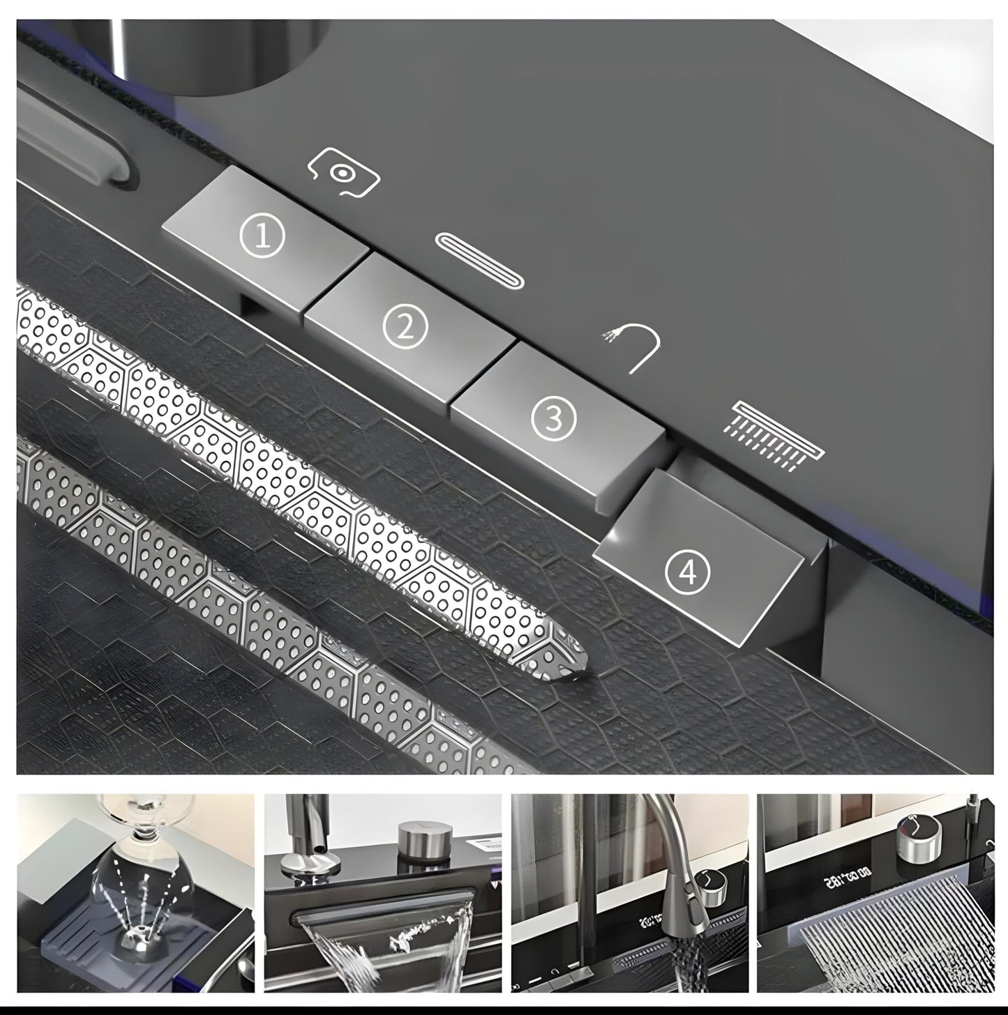 Kitchen Sink Piano 5 Button 75x45 - Stainless Steel