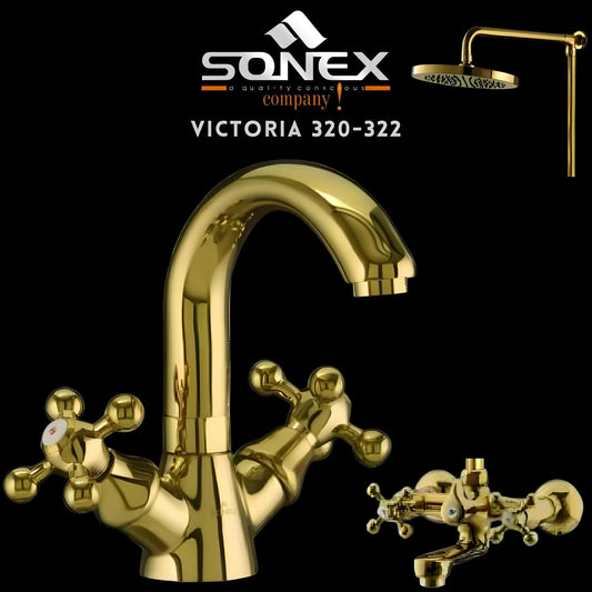 Sonex VICTORIA 320-322 Bath Set Gold - Sonex Sanitary Fittings