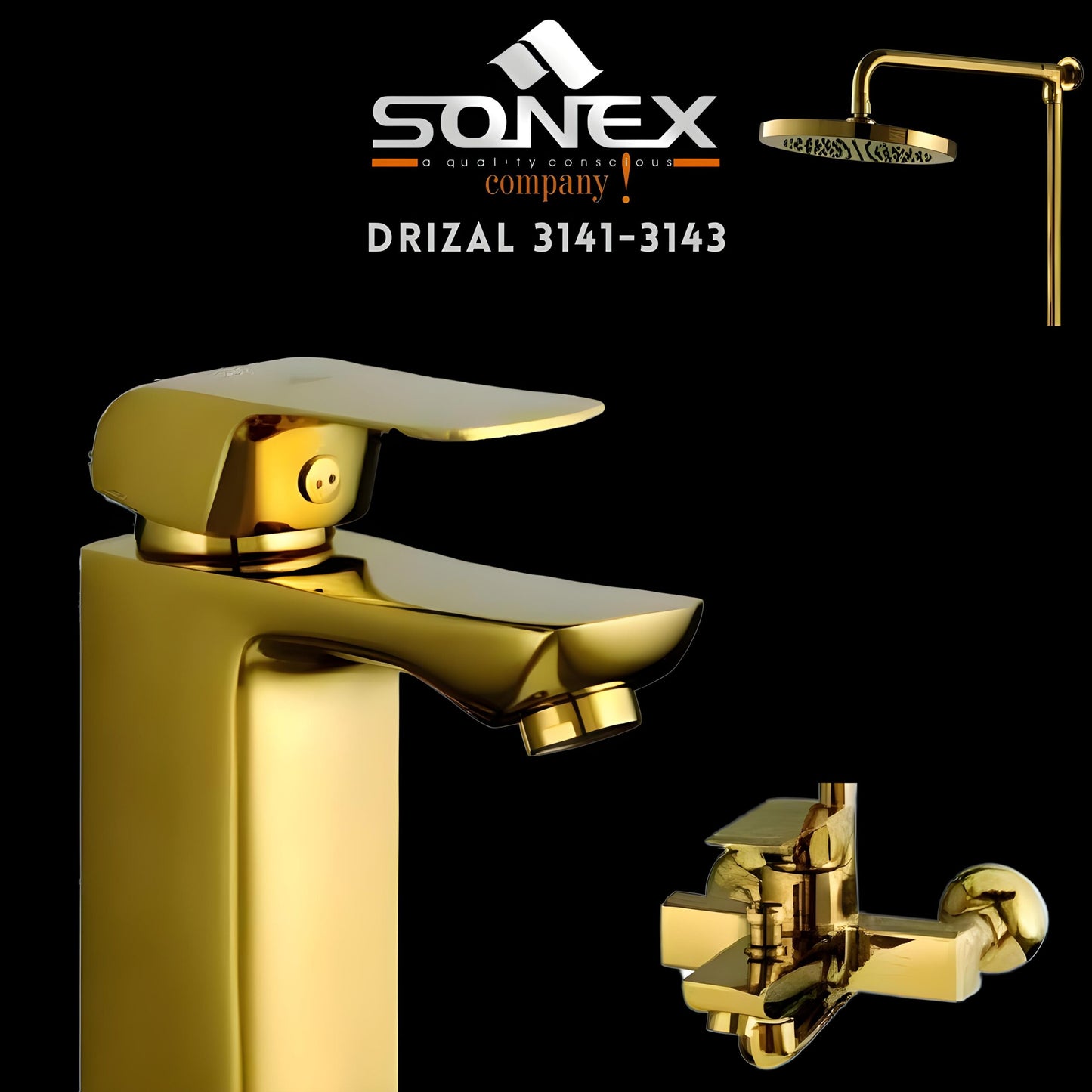 Sonex Sanitary Fittings DRIZAL 3141-3143 Gold Bath Set
