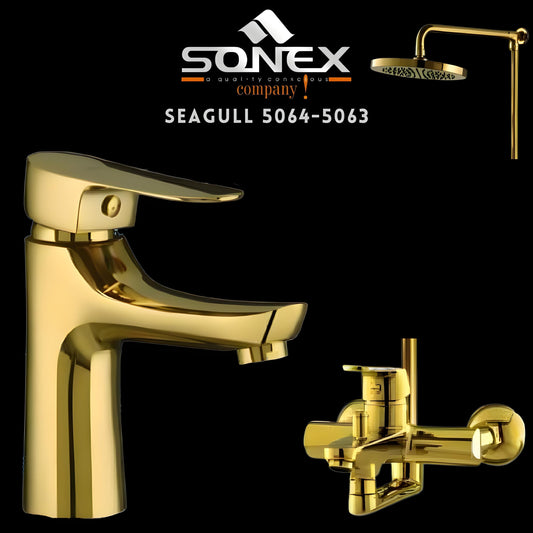 Sonex Sanitary Fittings Seagull 5064-5063 Gold Bath Set